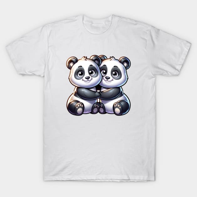 Pandas hugging. T-Shirt by lakokakr